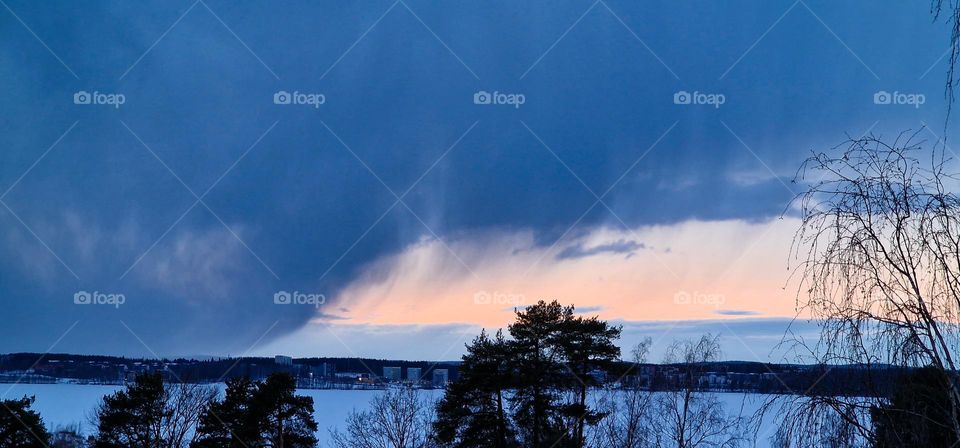 Snow clouds over Tampere, Finland.