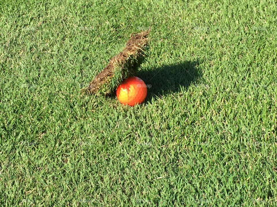 Unbelievable!!. This is how the shot landed... Where did that chunk of sod come from!?!?!?!