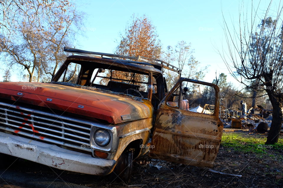 Old truck that had to be left behind in Paradise, CA