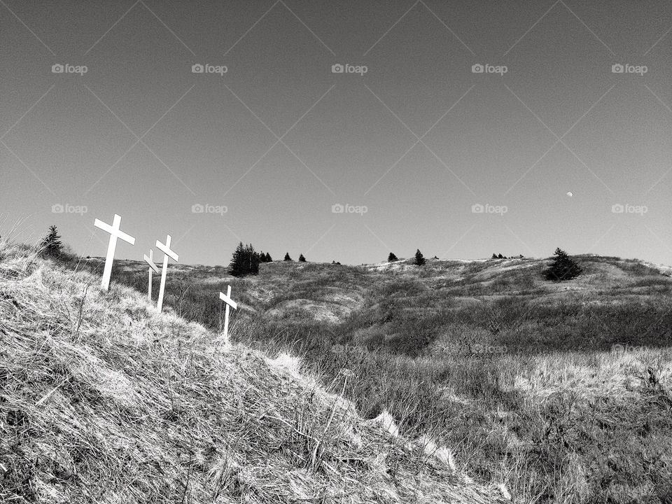 Hillside with moon. Hillside with moon