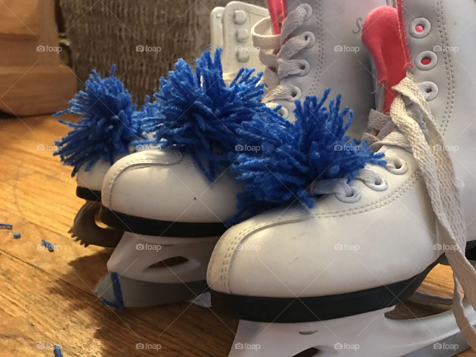 Ice skates with Pom poms 