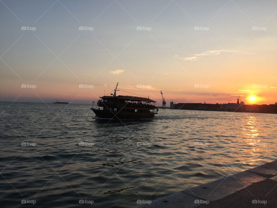 View of boat during sunset