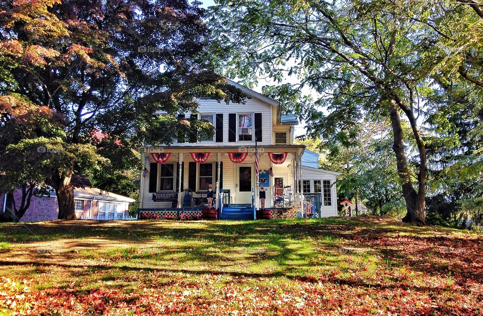 Patriotic House. Fall Scene 