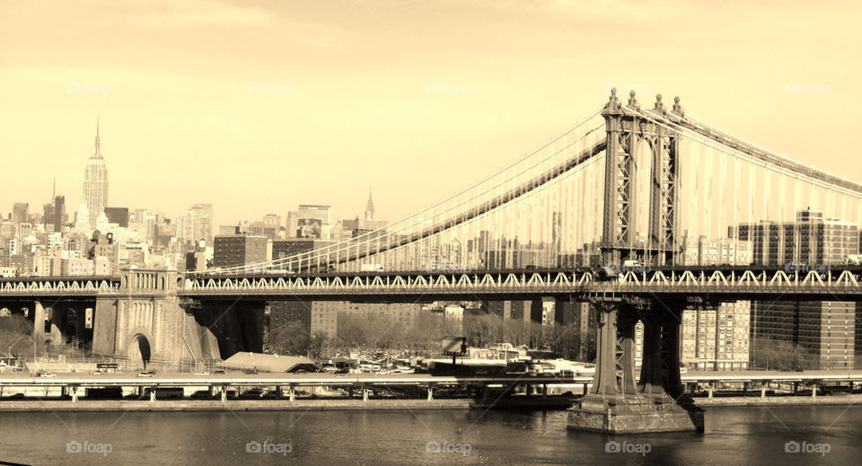 city river skyline bridge by swatchtime