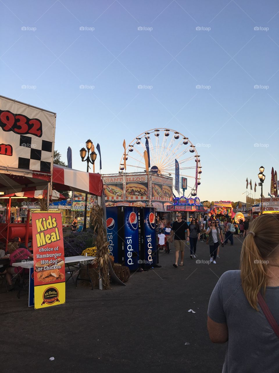 Farris wheel and food at the State fairgrounds 