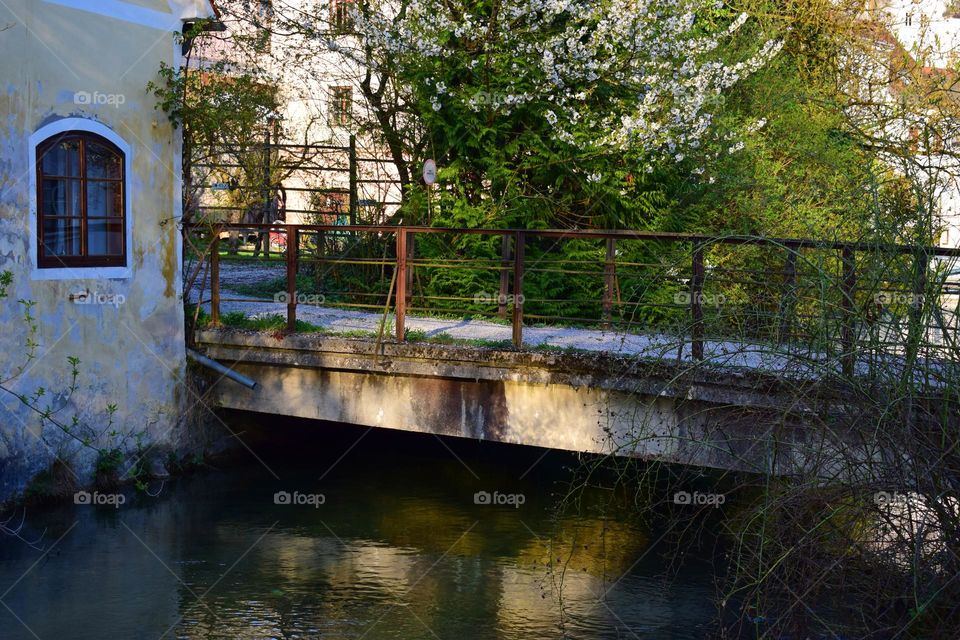 Bridge over the brook in an old Austrian town Steyr