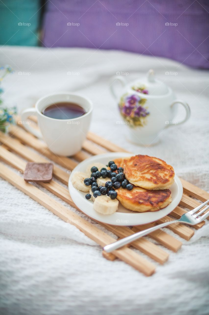 Morning breakfast in bed