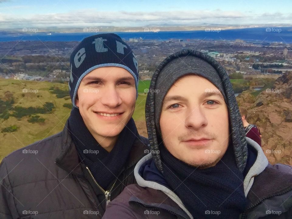Brothers at the top of Arthur's Seat