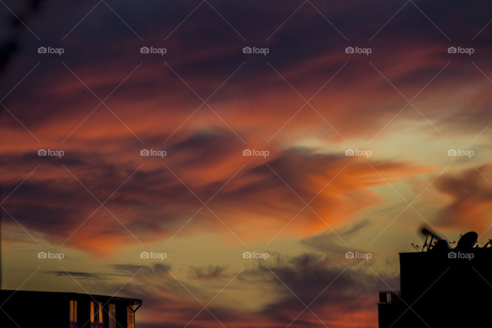 View of orange sky and clouds