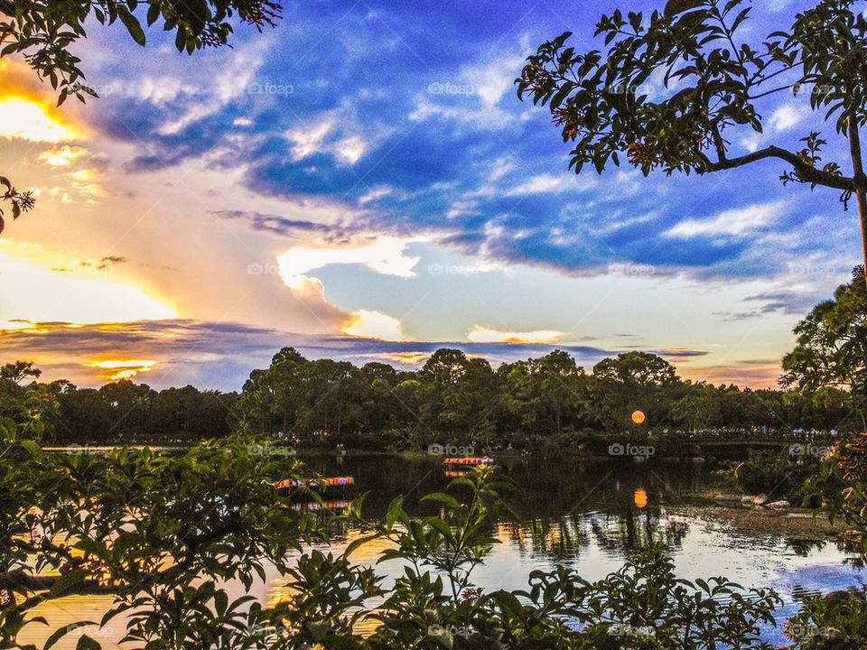 Dramatic sky over the idyllic lake