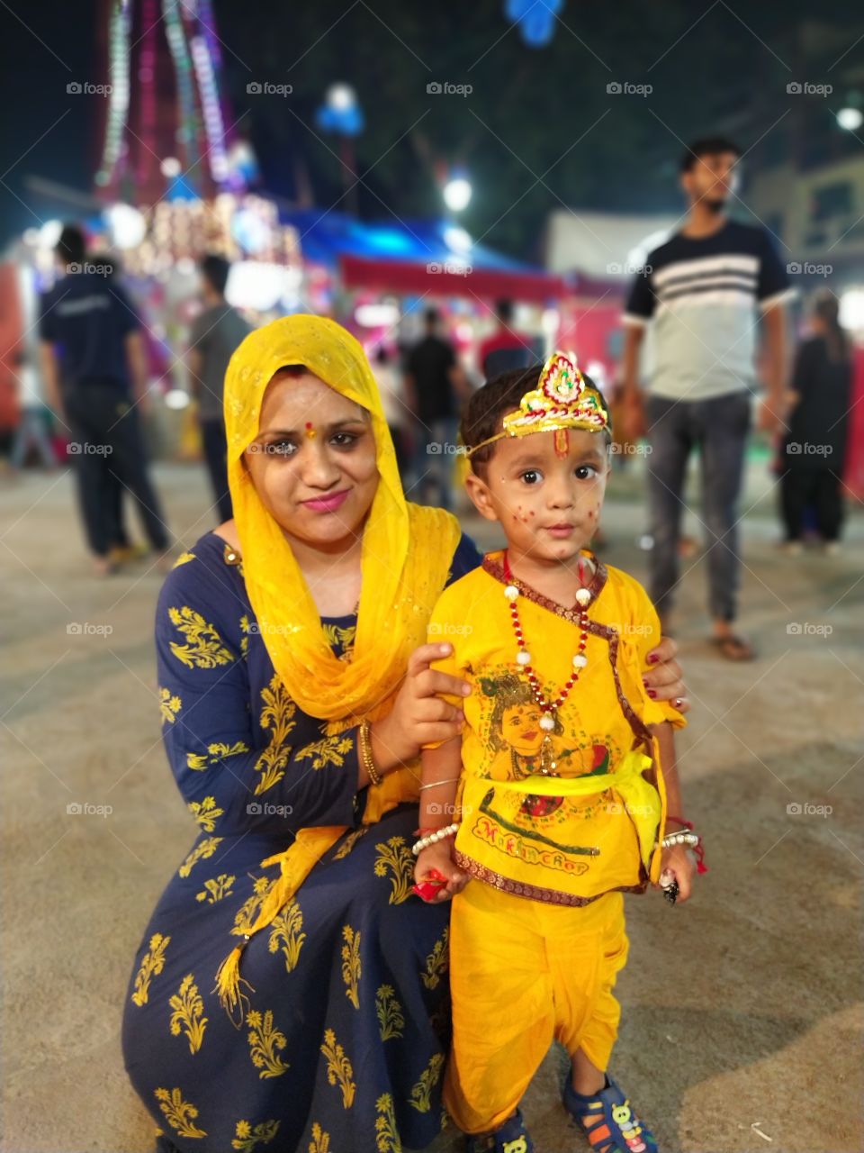 Little Lord Krishna with her Mother
