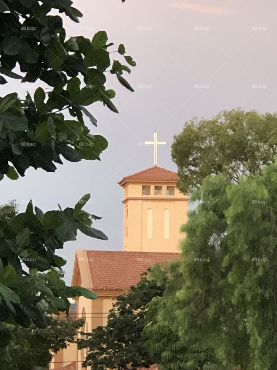 Tower of a little church in a city in the interior of Brazil.