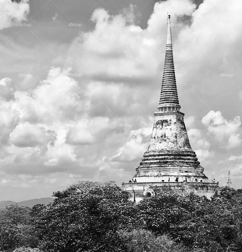 Phra Nakhon Khiri (Khao Wang) Pagoda architecture in Petchaburi, Thailand 