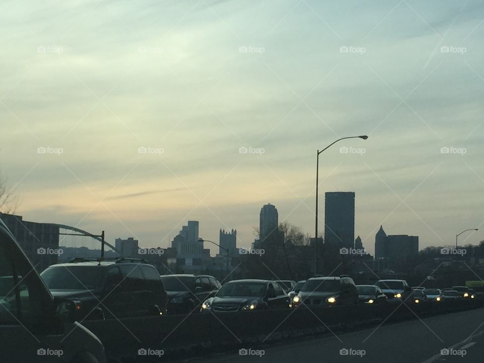 Pittsburgh Exodus. February Evening Rush Hour