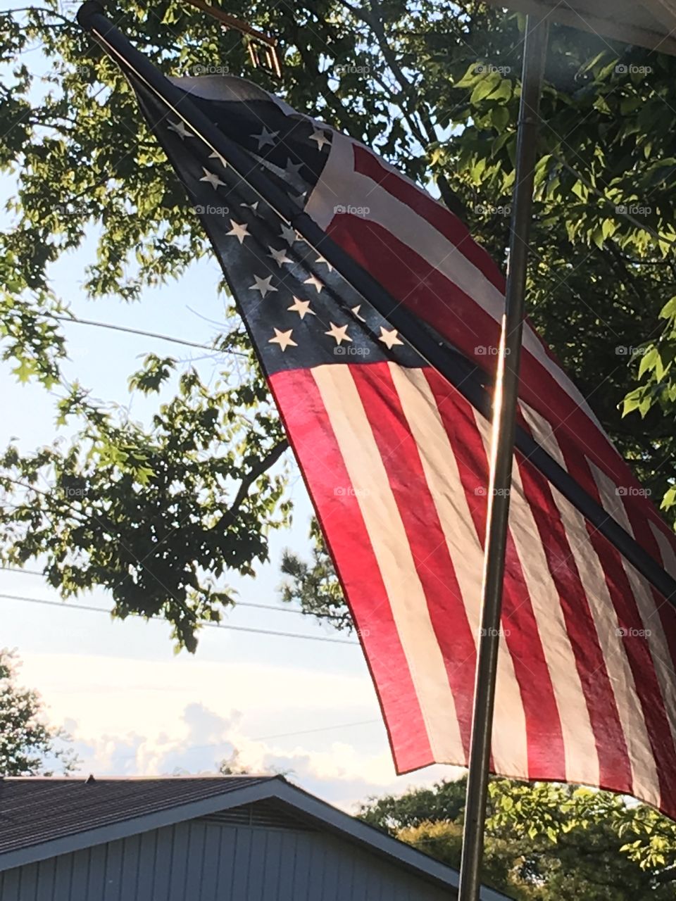 I pledge allegiance.. home of the brave.i can watch my flag blow in the wind all day.