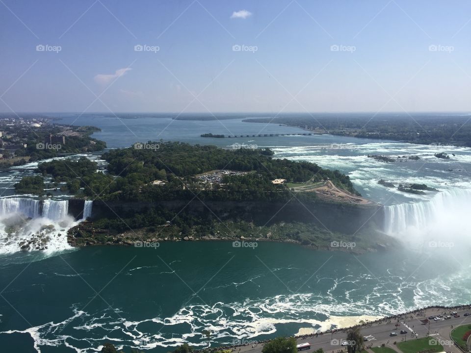 A Natural Wonder of the World. Expansive view of Niagara Falls.