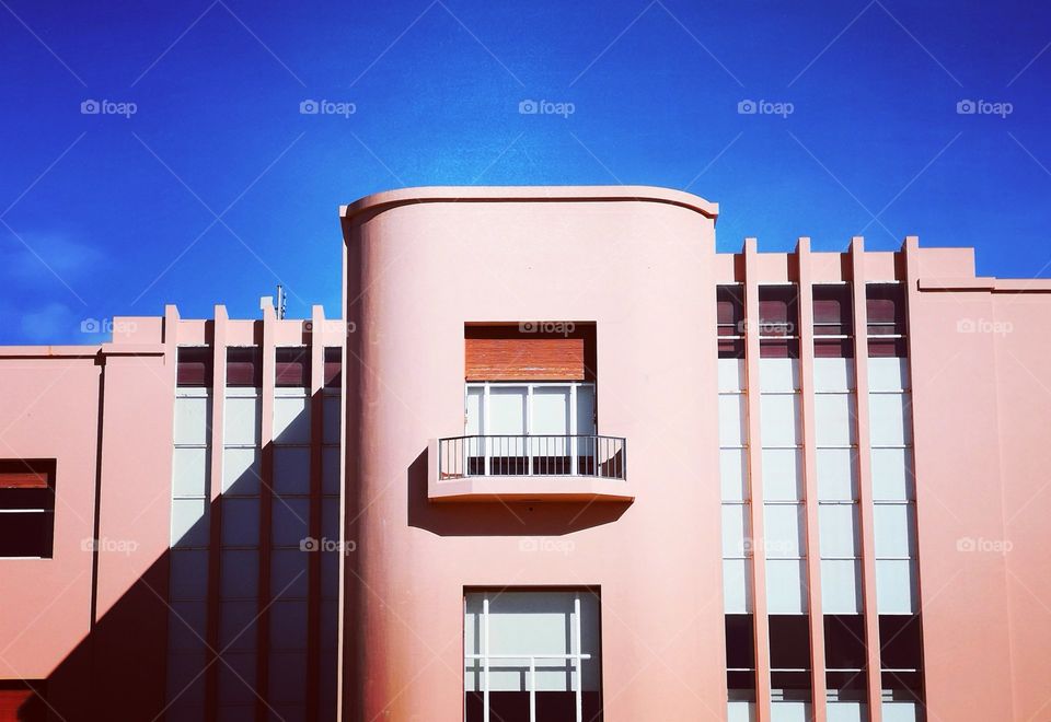Pink Art Deco house