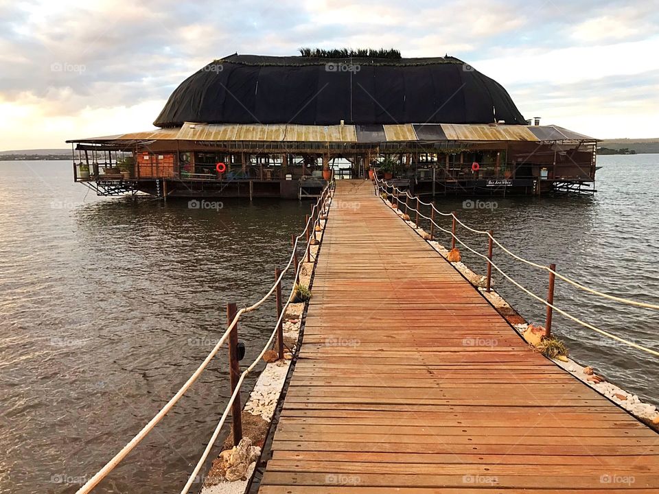 Tribes Island, home of events on a floating platform on the shores of Lake Paranoá in Brasilia/DF, Brazil.