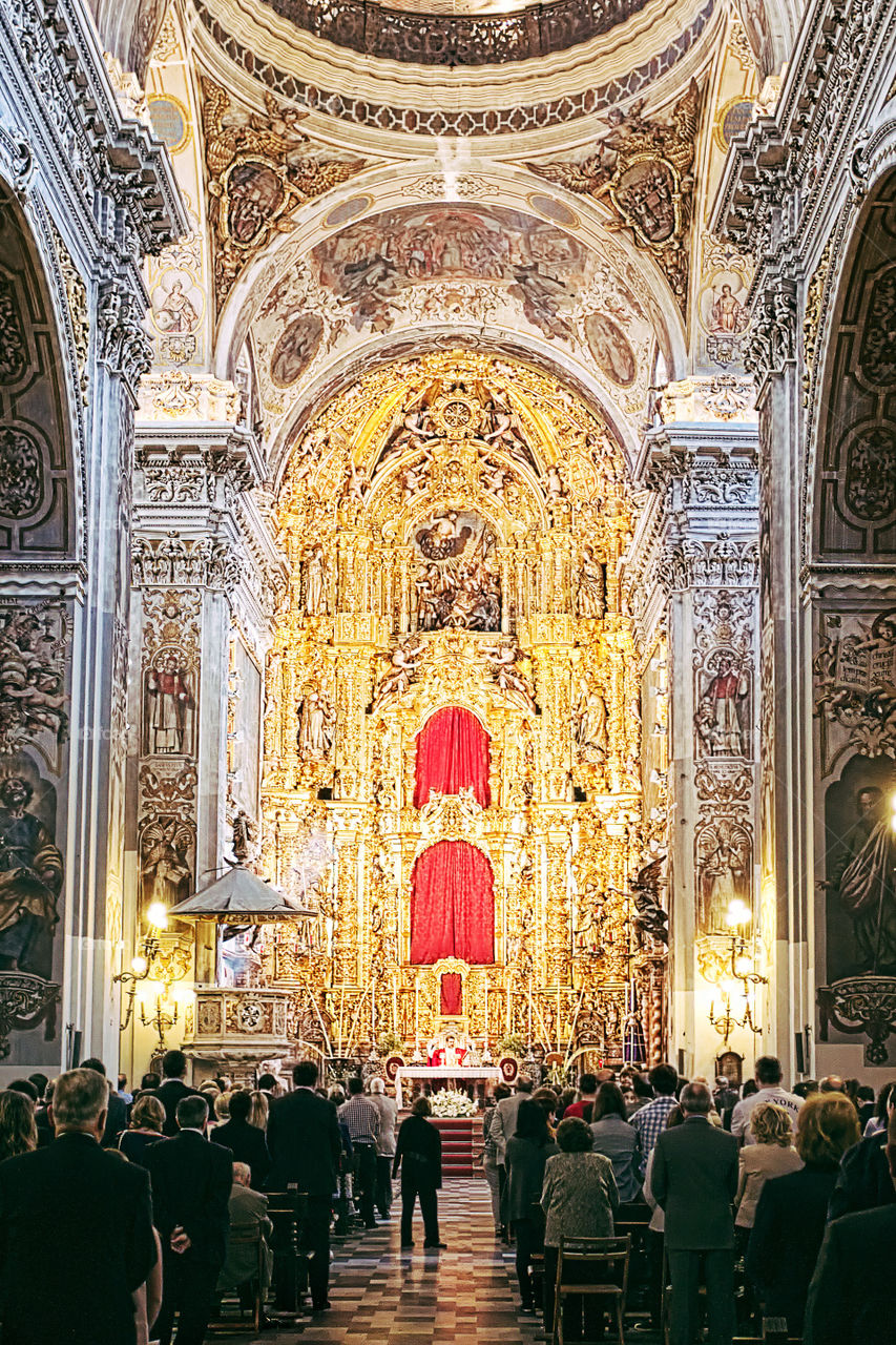 Mass, Iglesia de  El Salvador, Seville, Andalusia,  Spain, Europe.