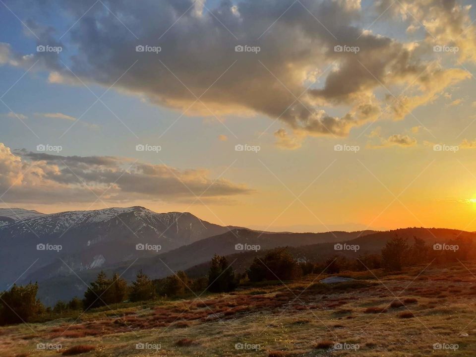 Sunset in the mountains