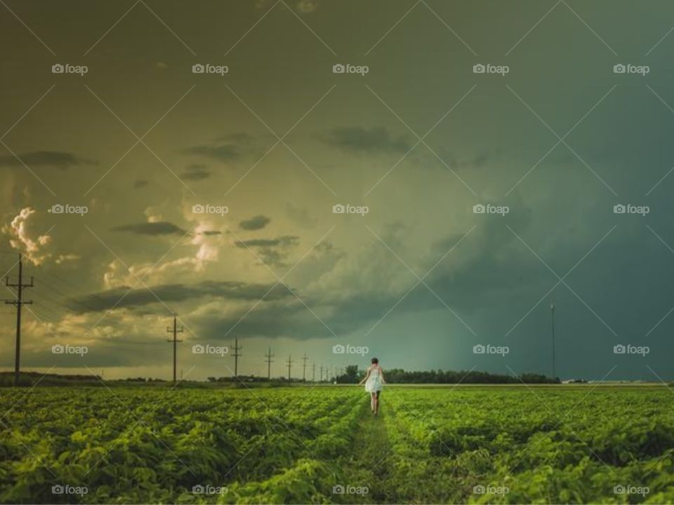 Woman in Prairie Fields