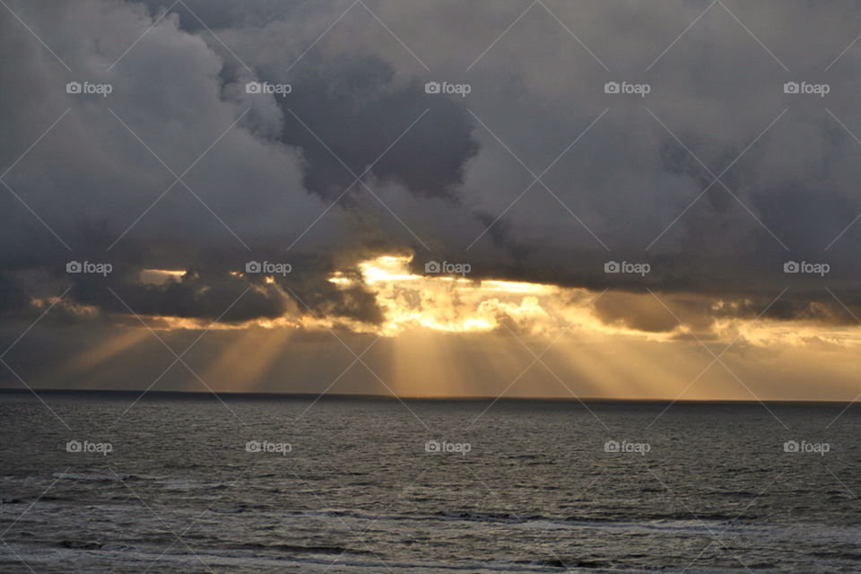 ocean sky clouds sun by KathOnEarth