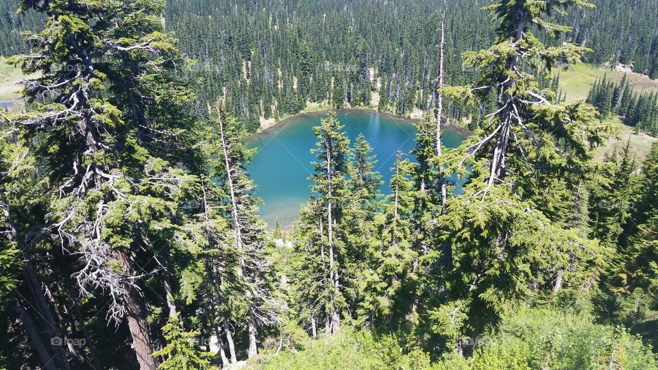 crystal lake. lookout point on the drive up mount Ranier 