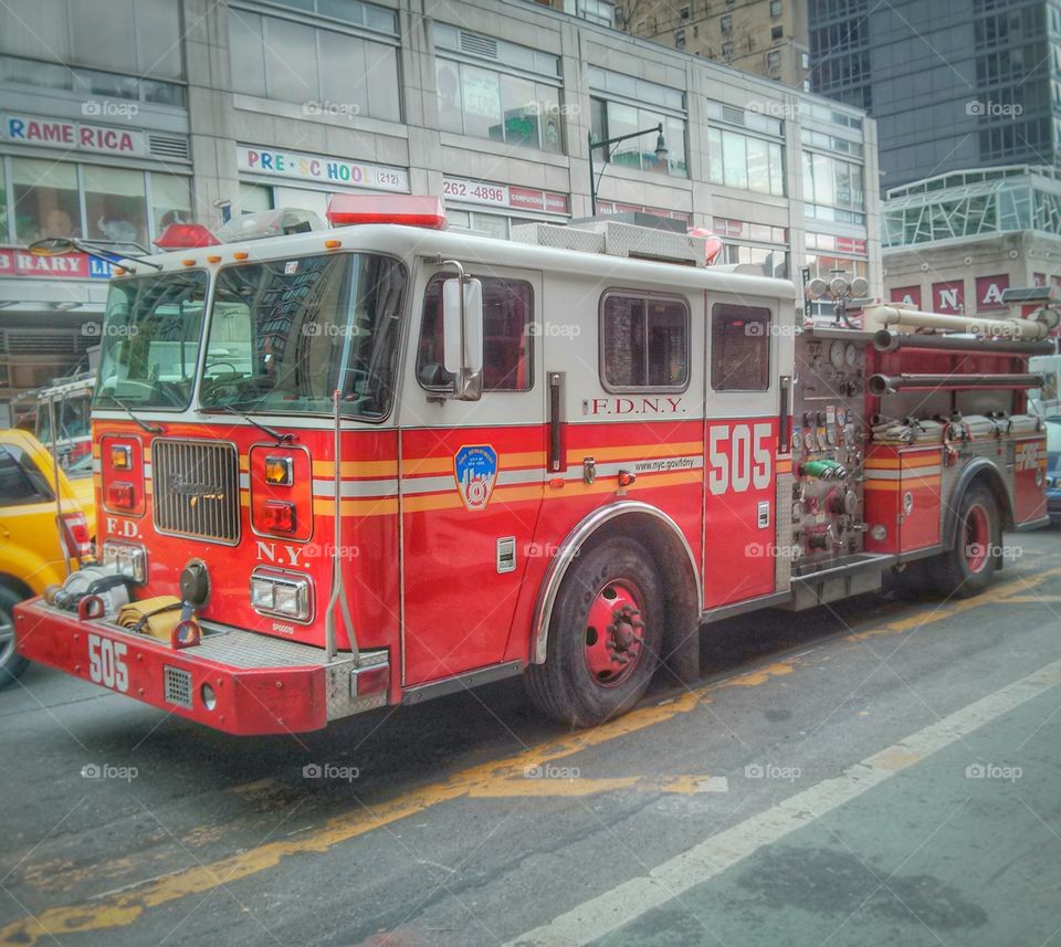 FDNY Seagrave Pumper. Fire truck parked on the street.