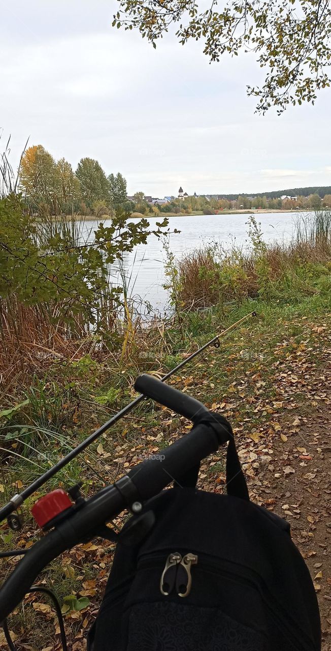 autumn nature landscape lake and bike