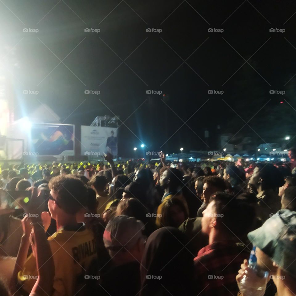 Beautiful crowd of people in festival of international music at essaouira city in Morocco.