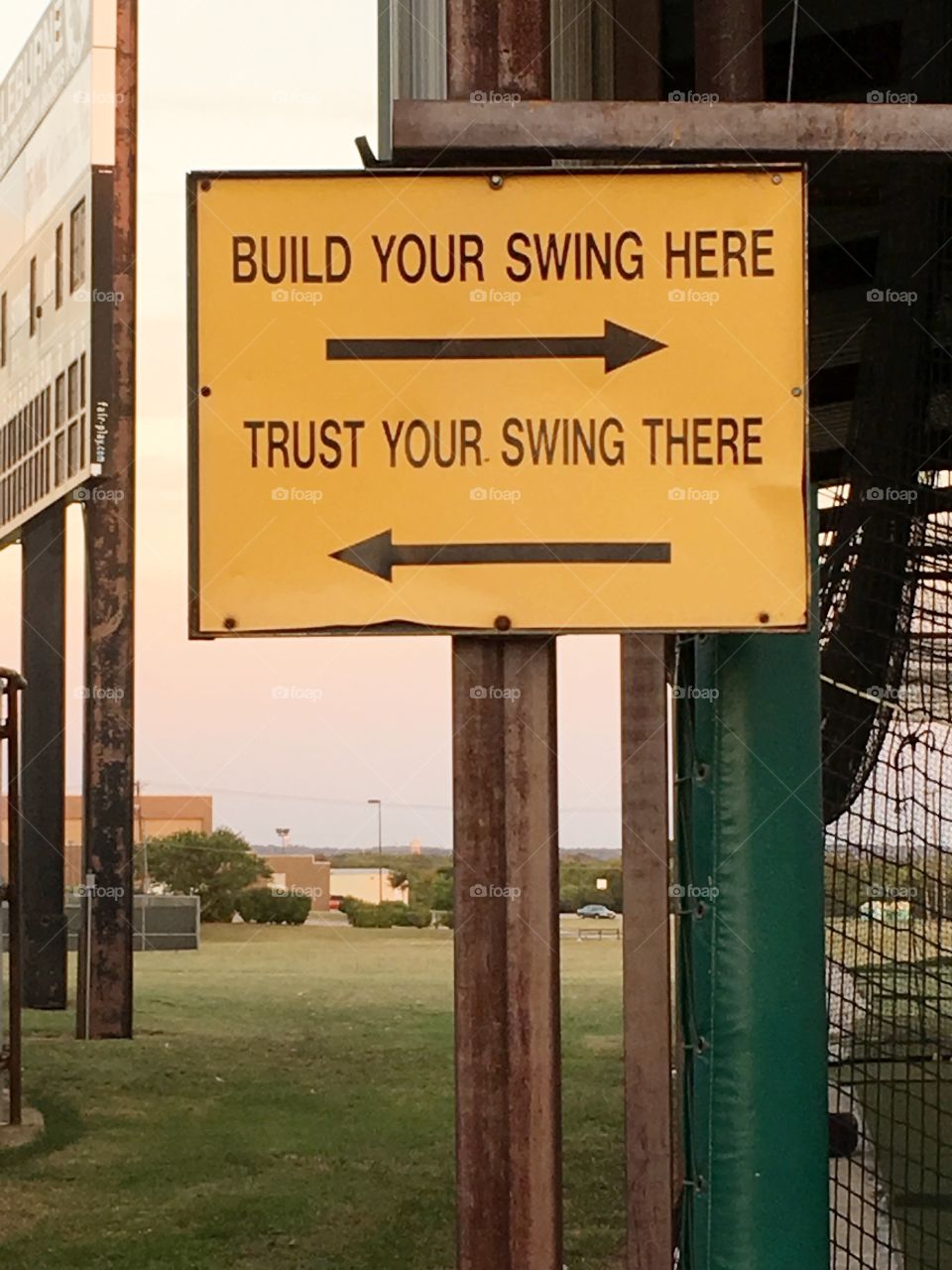 Baseball training sign. 
