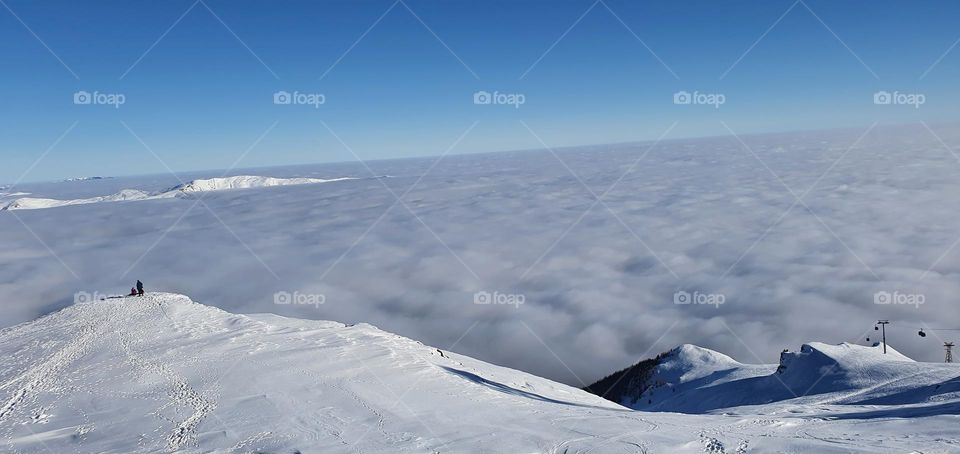 Sunny day, winter time to Carpathian mountains