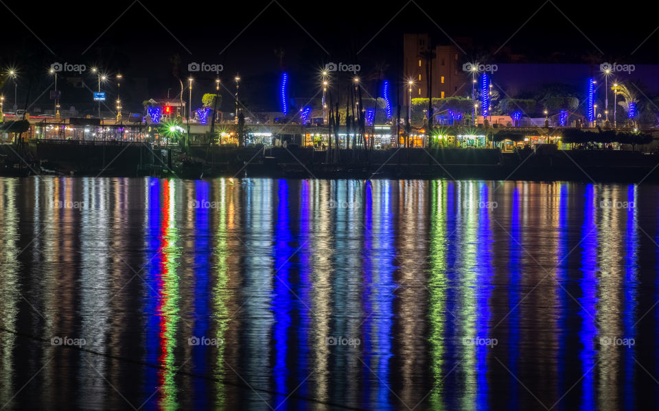 Beautiful night light of Luxor city reflect on Nile river