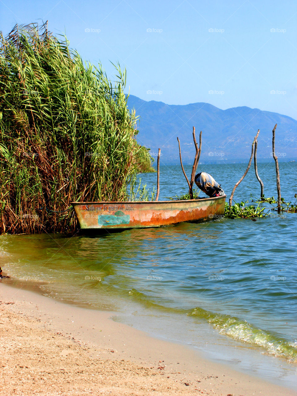 Old boat at sea