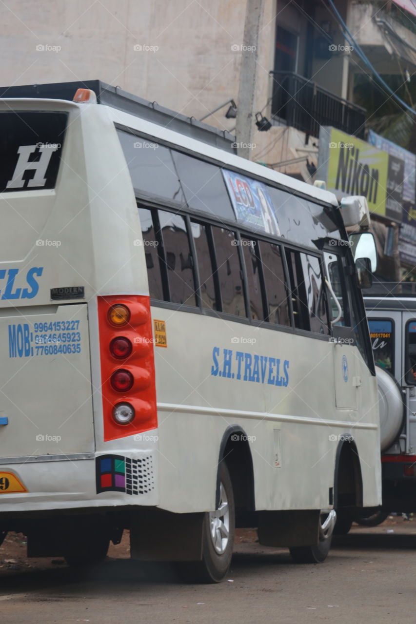 stopping bus for taking his journey