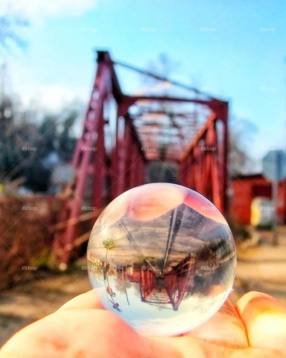 Red bridge collection with lensball