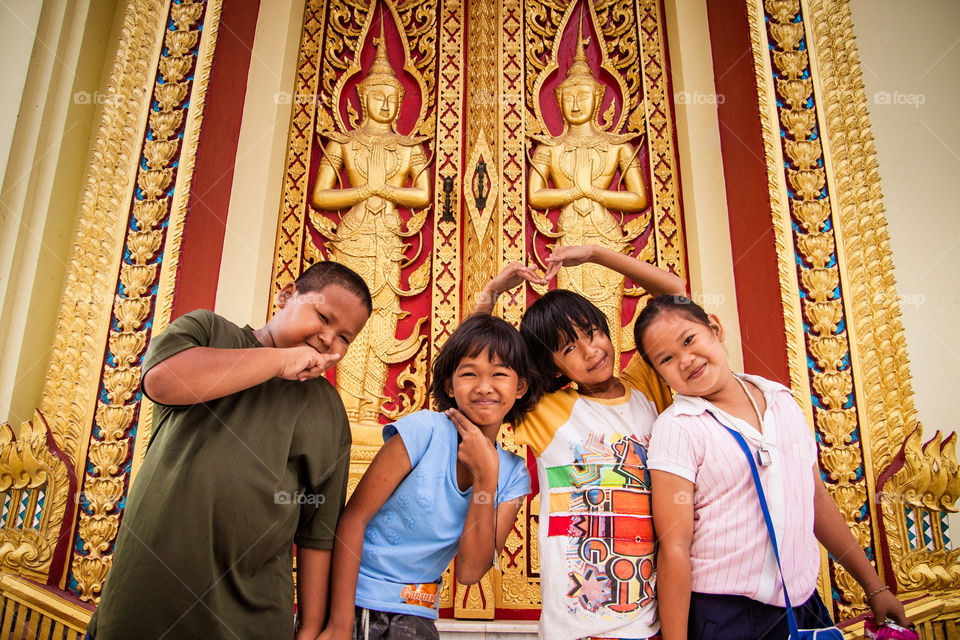 all friends . children in temple 