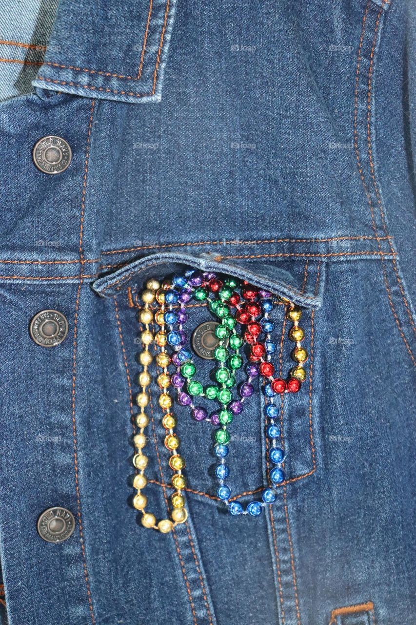 Rainbow beads in pocket