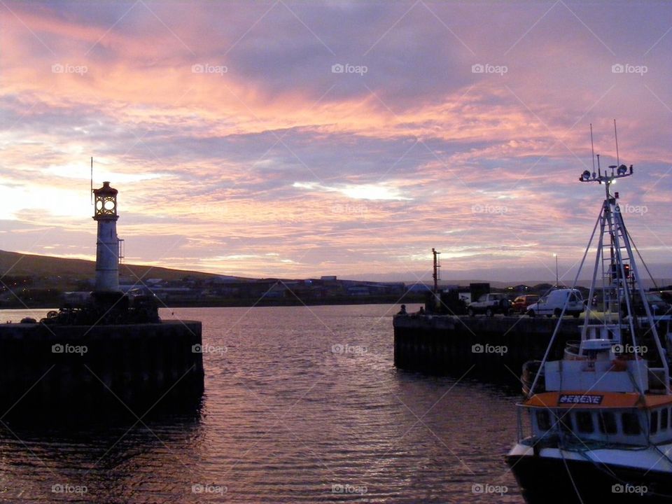 Kirkwall harbour sunset
