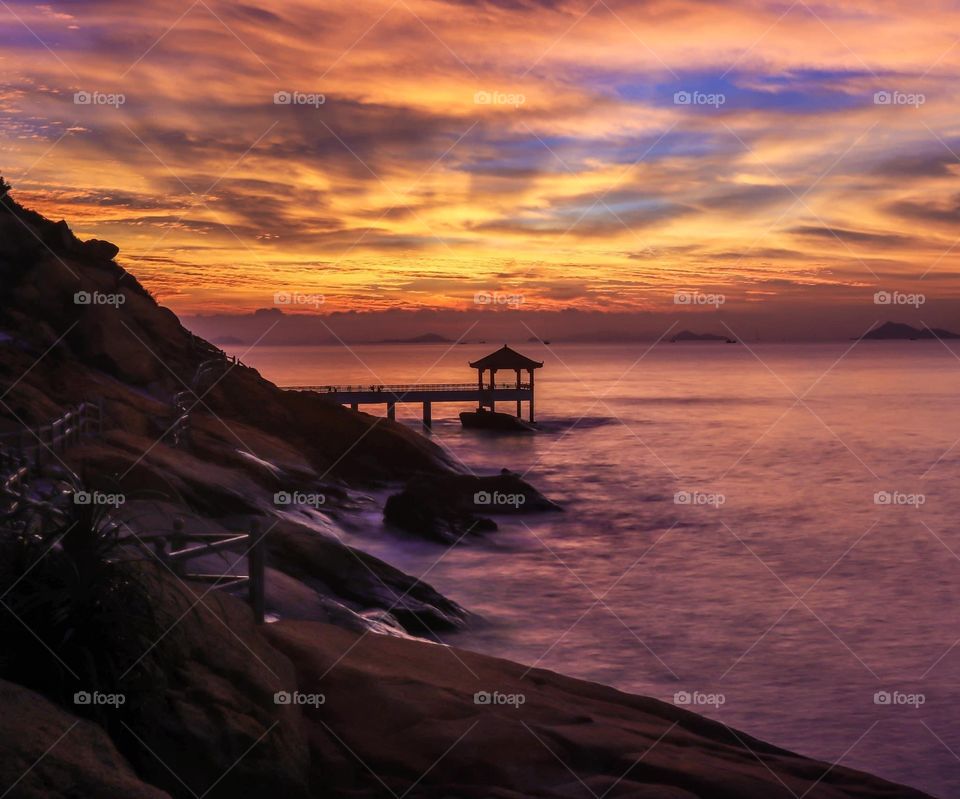 The beach gazebo at break of dawn