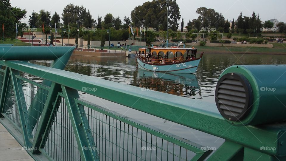 Lake, Bridge And Boat