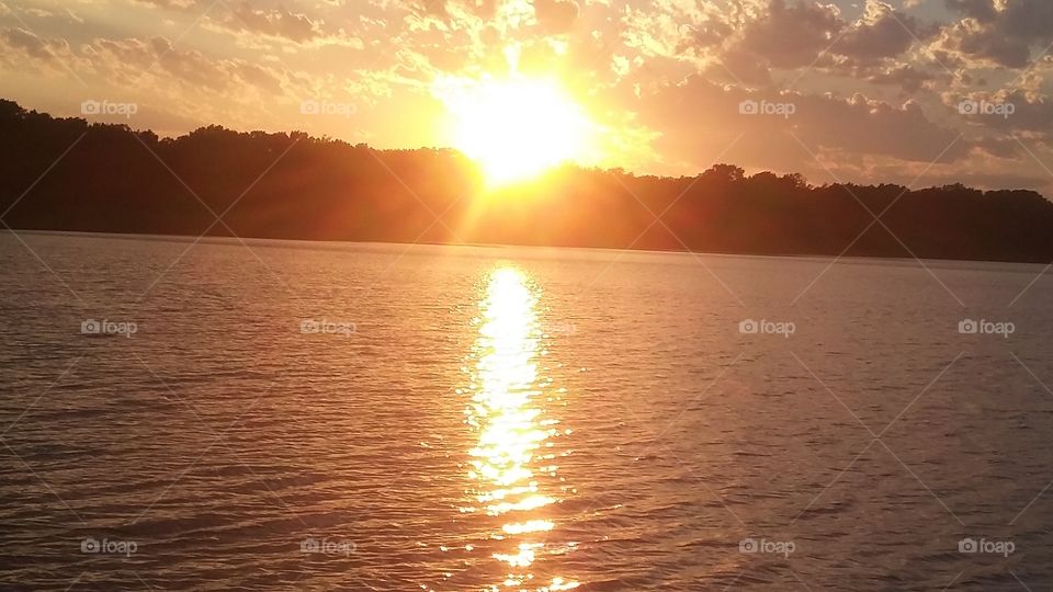 sunset over lake