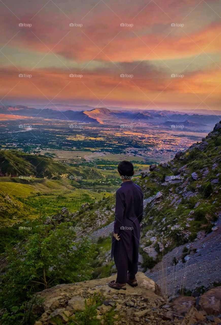 evening time top of mountain