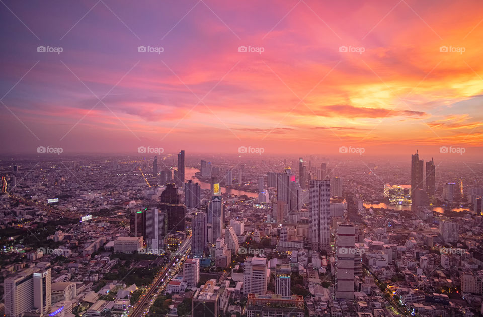 Bangkok city scape in Bird eyes view