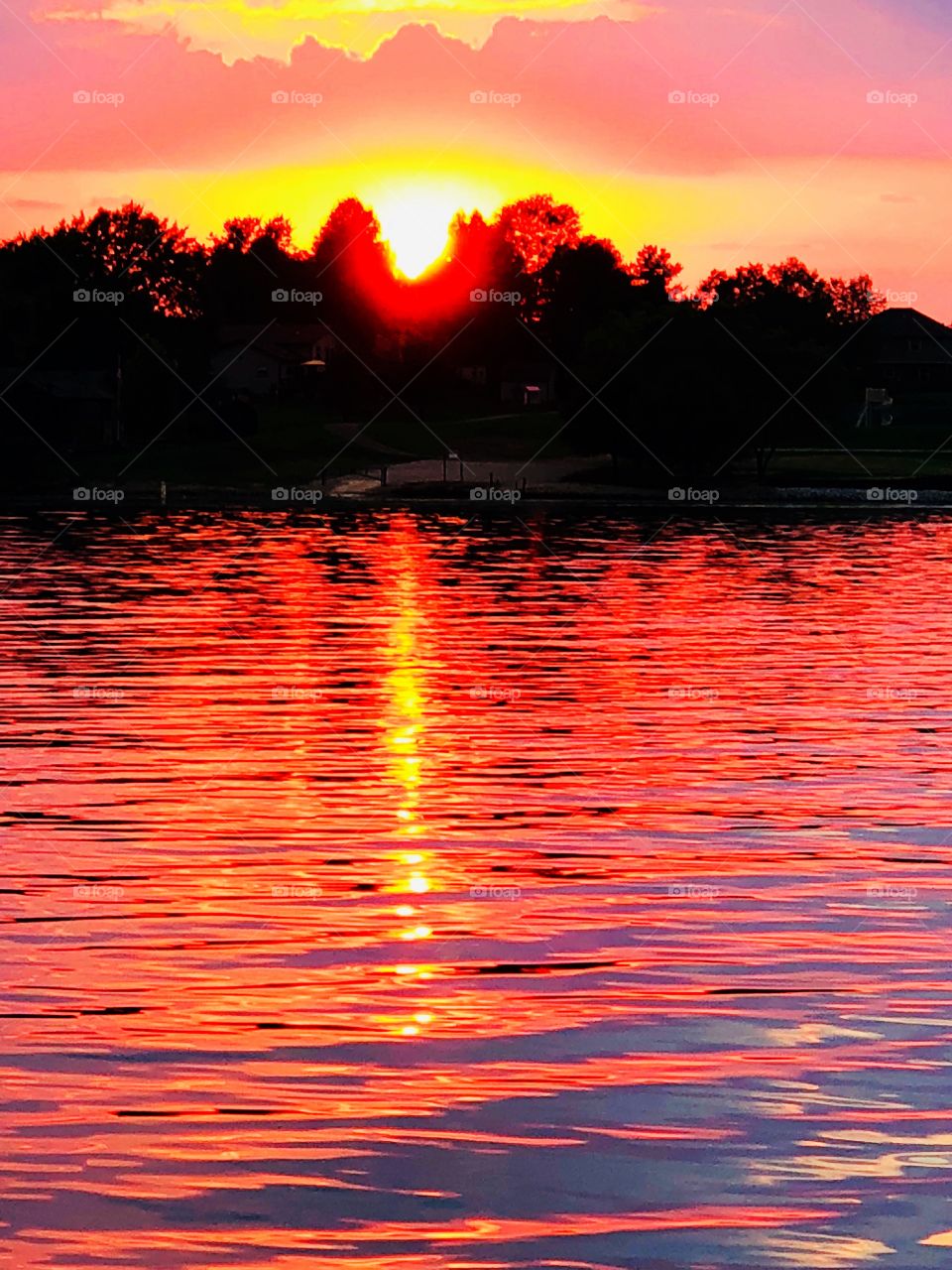 Sunset over the lake in Indiana 