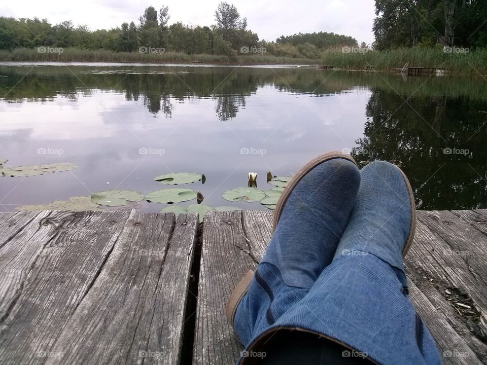 relaxing at lake