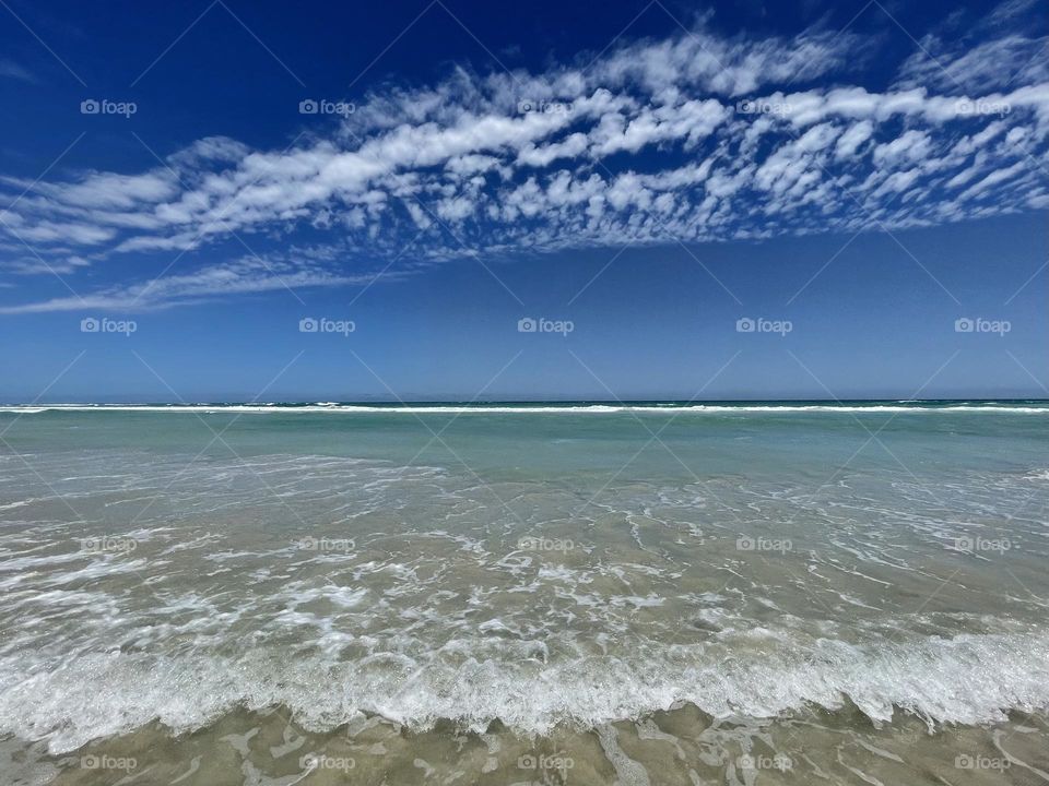 A beach on a sunny day