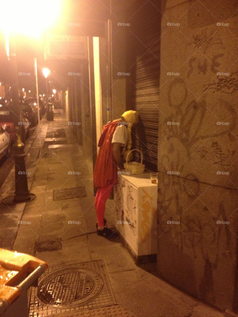 drunk guy. peeing in the street