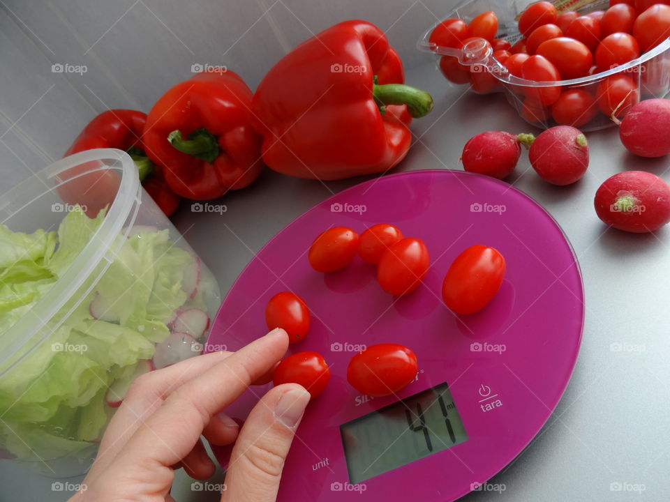 Fresh and colorful salad ingredients