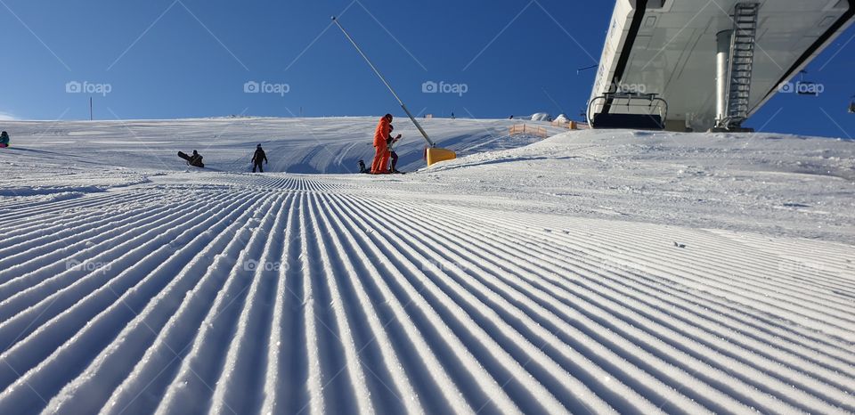 Ski tracks before use